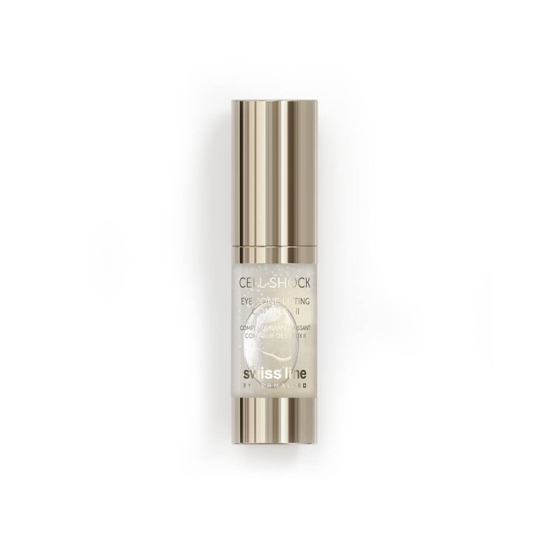 Complexe raffermissant contour des yeux Cell Shock Swiss Line, soin anti-âge pour lisser et raffermir le regard.