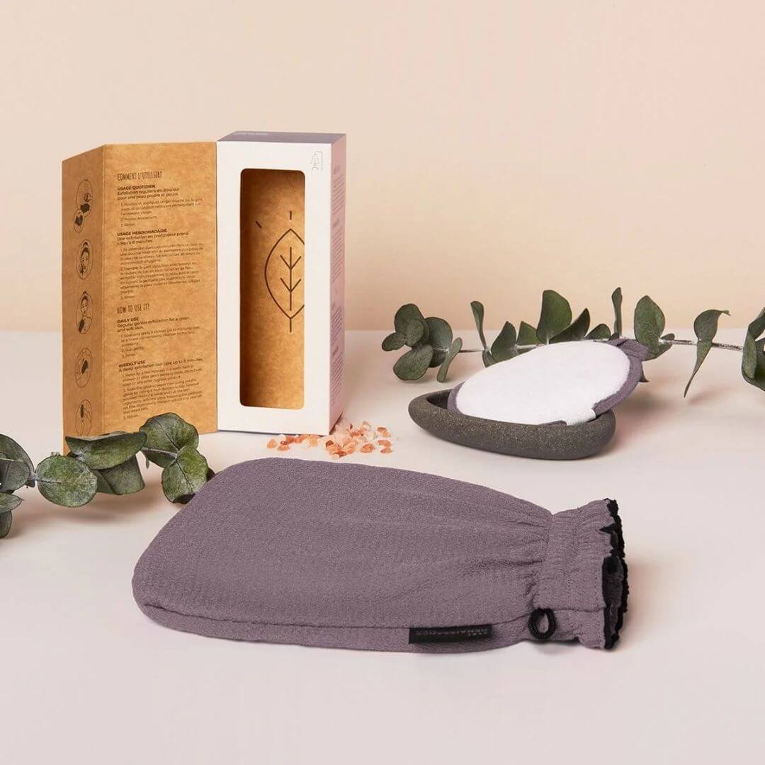 Gant exfoliant Renaissance pour une exfoliation naturelle du corps. Élimine les cellules mortes, affine la peau et ravive l’éclat, sans produit.