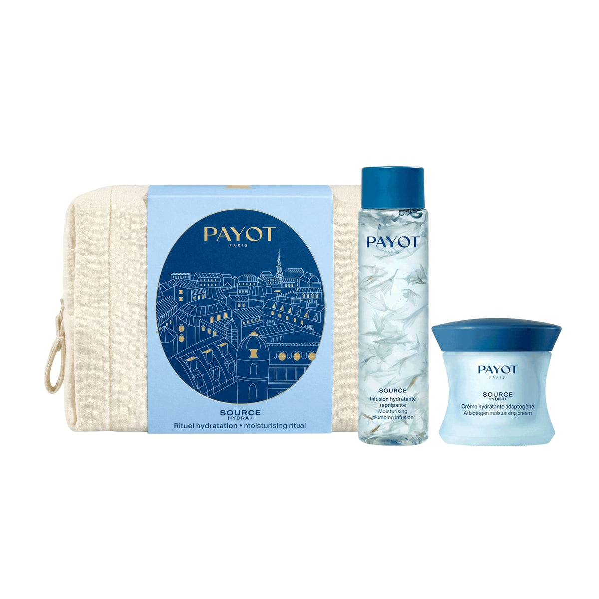 Trousse d’hydratation Source Hydra+ PAYOT avec infusion repulpante et crème adaptogène, disponible sur la boutique en ligne de Concept Beauté.