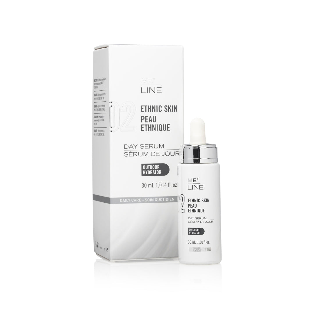 Sérum de jour ME LINE Peau Ethnique 02, soin éclaircissant et hydratant pour unifier le teint et protéger la peau.