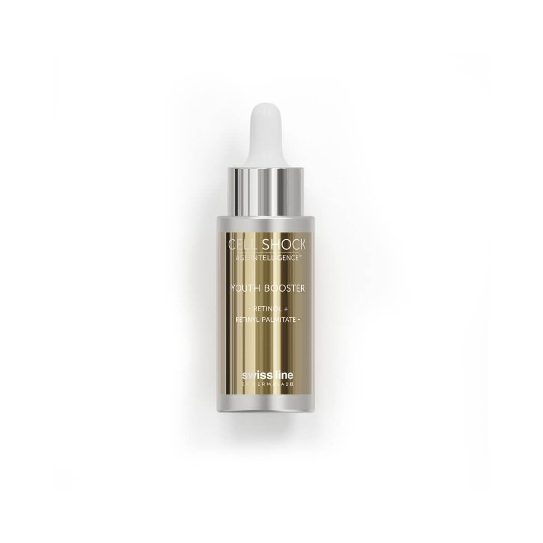 Sérum Youth Booster Cell Shock Age Intelligence de Swissline au rétinol, soin anti-âge concentré pour la peau.