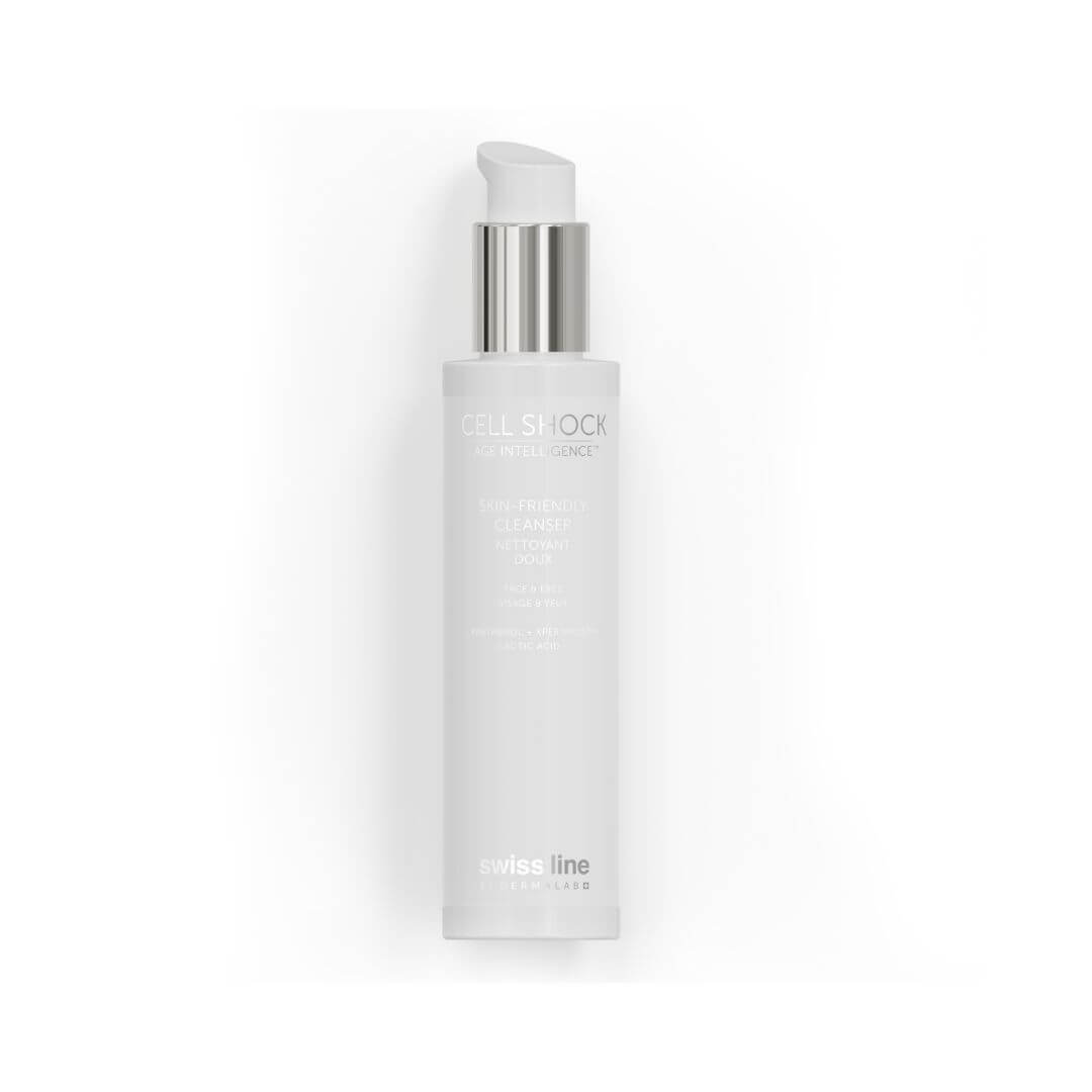 Nettoyant doux visage et yeux Cell Shock de Swissline, nettoyant délicat respectueux de la peau pour un confort optimal.