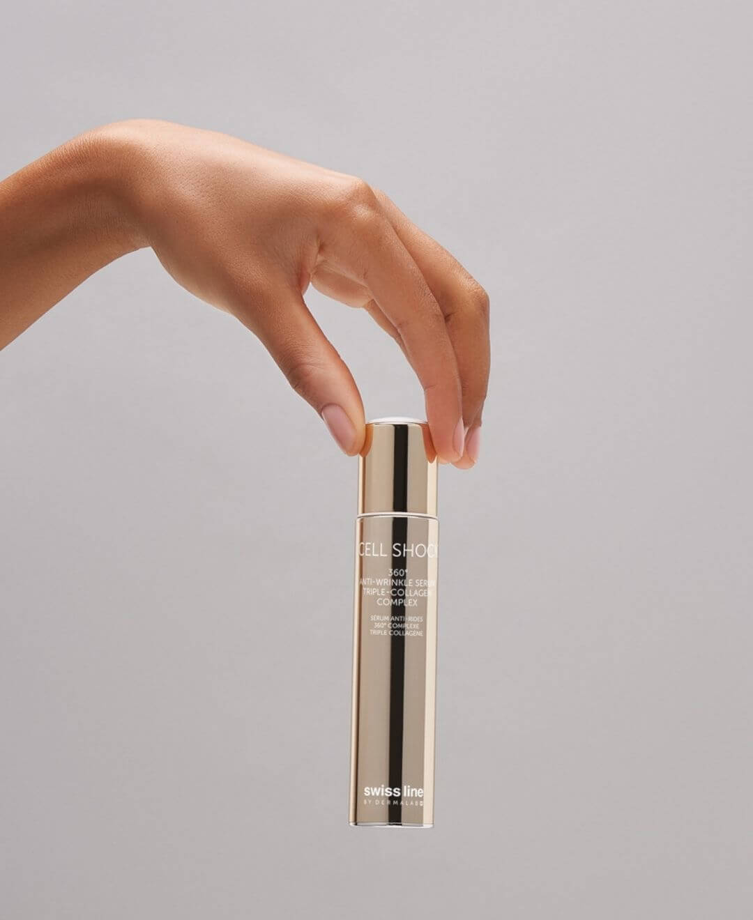 Sérum anti-rides Cell Shock Swiss Line 360° au complexe triple collagène, soin visage haut de gamme pour lisser les rides et raffermir la peau.