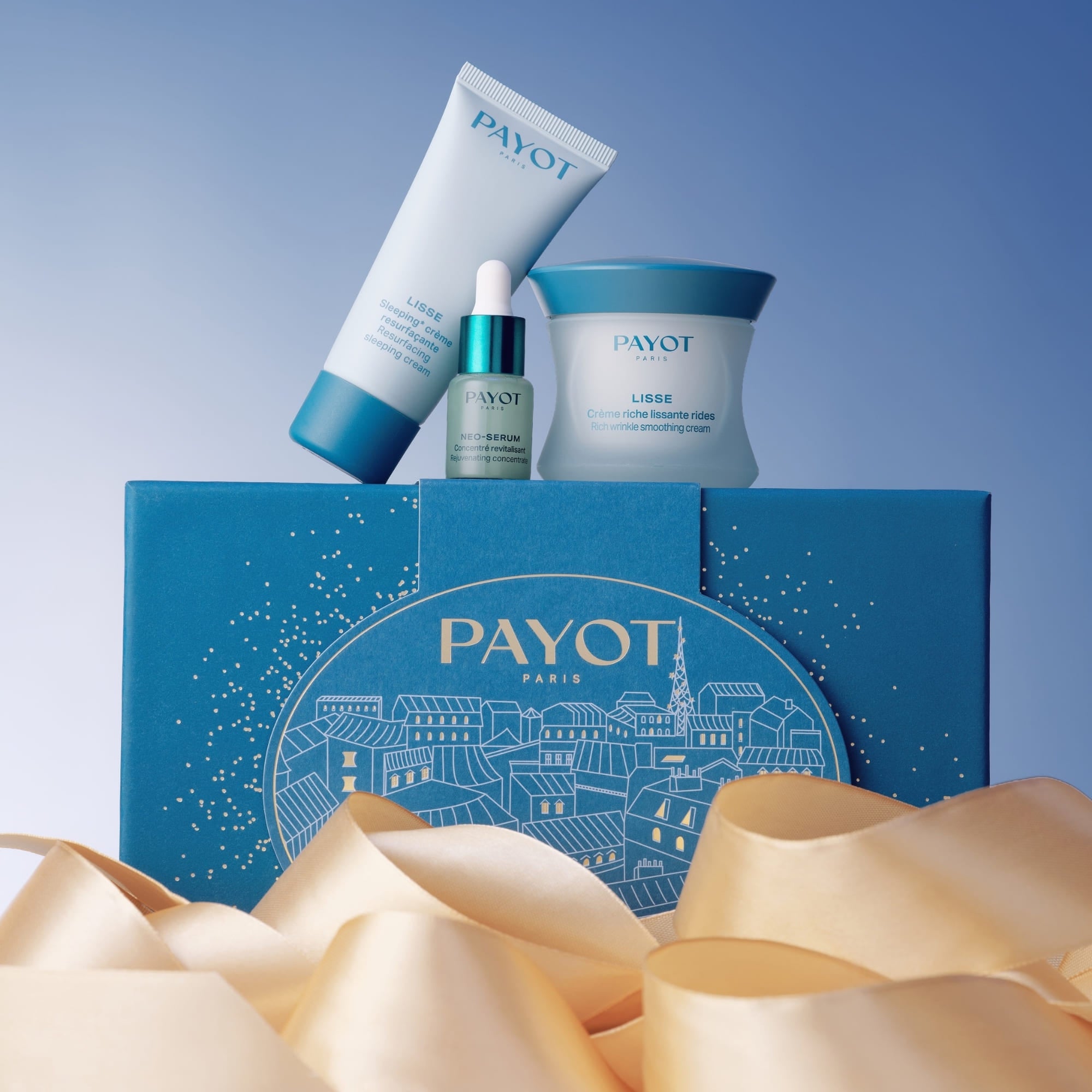 Coffret de Noël Lisse PAYOT 2026 avec crème riche, Sleeping Crème et Néo-Sérum, disponible sur la boutique en ligne de Concept Beauté.