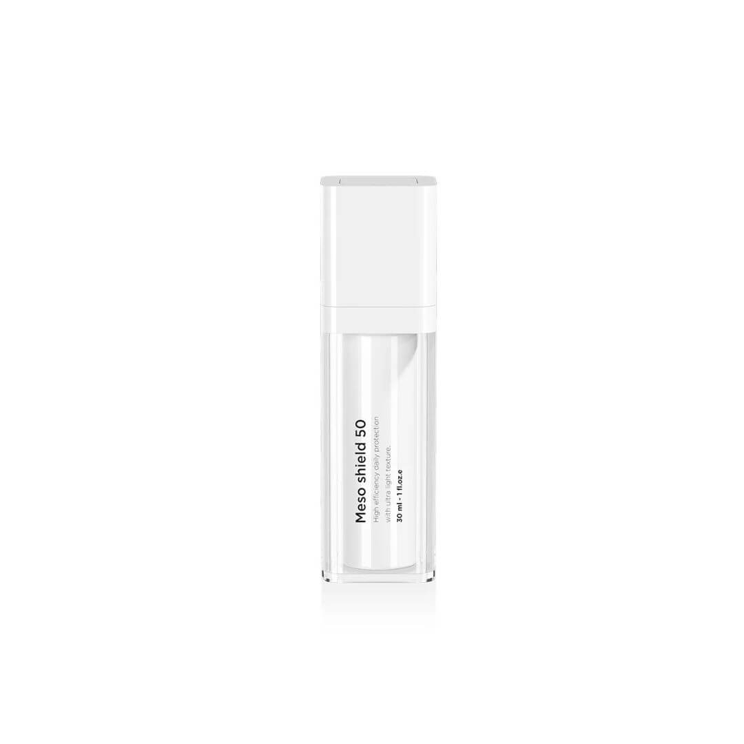 Crème Meso shield SPF 50, soin protecteur pour protéger la peau des UV et préserver les résultats des traitements.