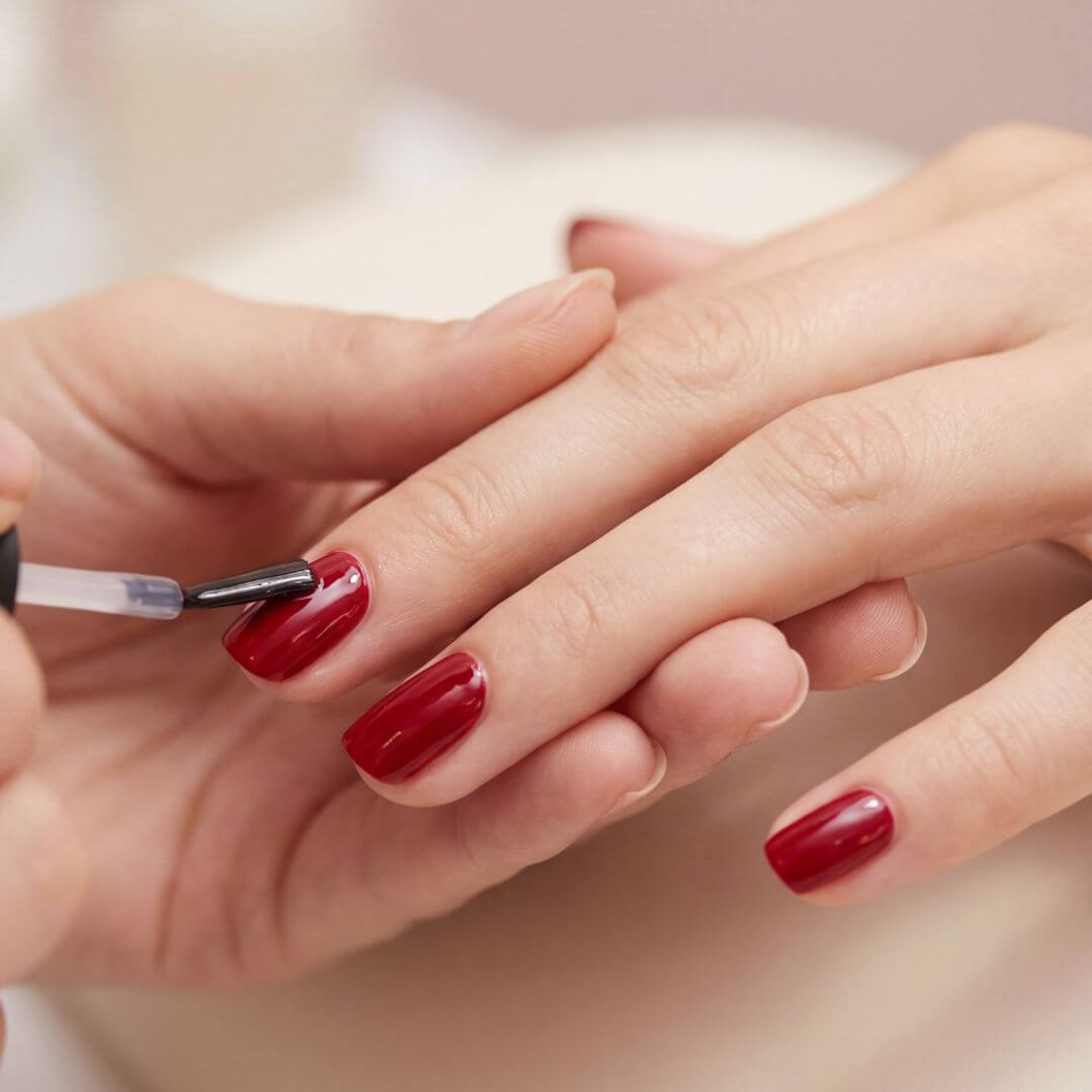 Manucure Royale avec vernis cuit à Québec. Vernis professionnel et brillant chez Concept Beauté.