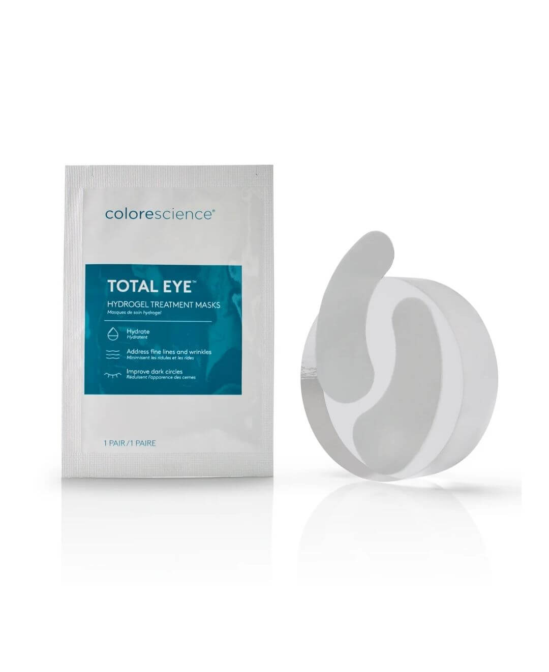 Masque hydrogel contour des yeux Colorescience Total Eye, patchs hydratants qui lissent rides et réduisent cernes